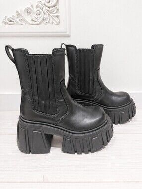 Dolls Kill Black Chunky Platform Chelsea Ankle Boots